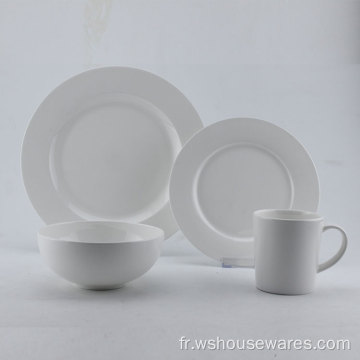 Ensembles de vaisselle en porcelaine blanche en porcelaine blanche de style occidental